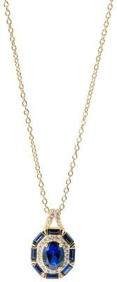Burren Jewellery Art Deco Style With Cubic Zirconia And Blue Spinel Cluster Pendant. P1589