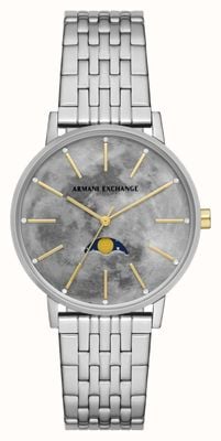 Armani Exchange Dames | grijze maanfase wijzerplaat | roestvrijstalen armband AX5585