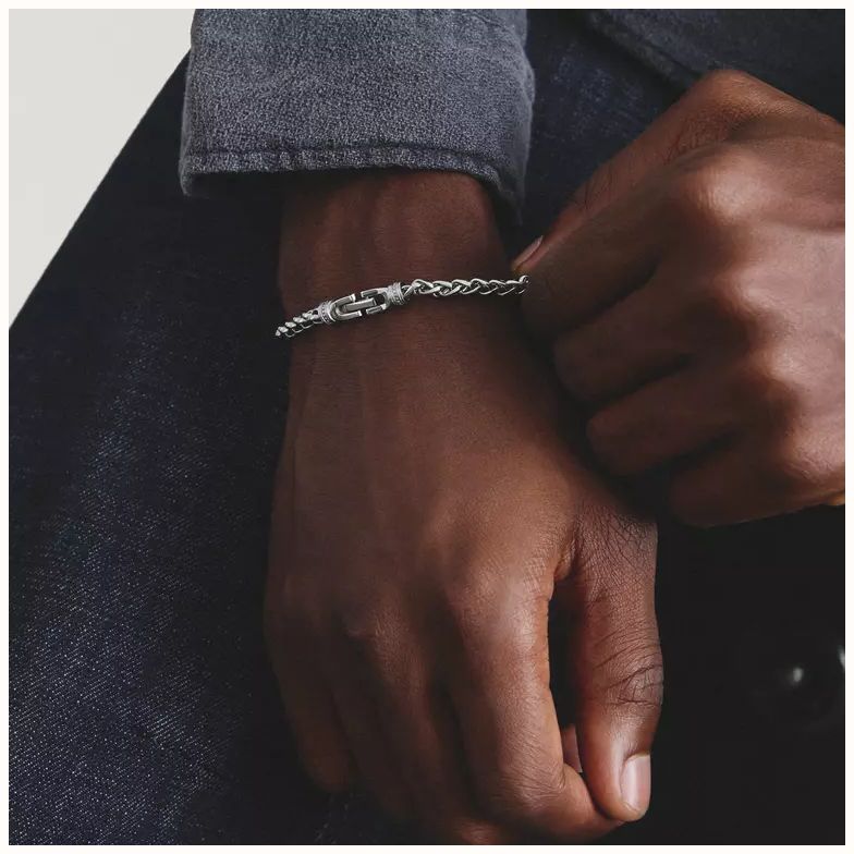 Thomas Sabo Thomas Sabo Rebel at Heart Men's Stainless Steel Twisted Rope Bracelet A2258-S01-53-L18V - vista alternativa 3
