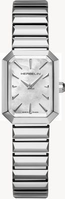 Herbelin Octogône 石英（20.4 毫米）珍珠母贝表盘/不锈钢表带 17556B19