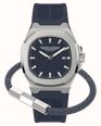 Aston Martin GPQ Icon Quartz (42mm) Navy Blue Dial / Navy Blue Silicone Strap + Navy Blue Leather Bracelet Set MTIGGF601