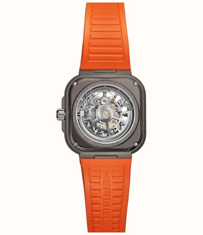 Herbelin Cap Camarat Square Titanium Automatic (40.5mm) Skeleton Dial / Orange FKM Rubber Strap 1846SQTDCMD - vue alternative 3