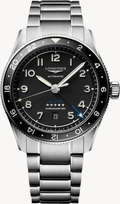 LONGINES Spirit Zulu Time GMT Automatik (42 mm) schwarzes Zifferblatt / Edelstahlarmband L38124536