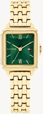 Tommy Hilfiger Mia (22,5 mm) esfera verde / pulsera de acero inoxidable con PVD dorado 1782858