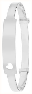 James Moore & Co Silver ID Baby Expandable Bangle with cut out heart J4842