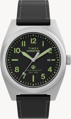 Timex Expedition capstone (39 mm) czarna tarcza / czarny pasek ze skóry ekologicznej TW2Y30700