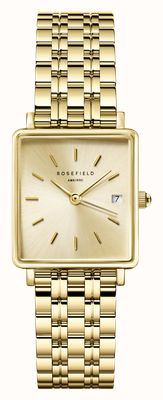 Rosefield Boxy XS (22 mm) cadran or champagne / bracelet en acier inoxydable plaqué or QCGSG-Q048