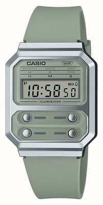 Casio Cadran numérique classique de la collection de couleurs a100 / bracelet en plastique vert A100WEF-3AEF