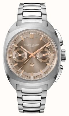 Favre Leuba Chronographe automatique Chief (41 mm), cadran soleillé couleur sable / bracelet en acier inoxydable 00.20101.113.08.200