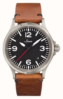 Sinn 556 a rs automatique (38,5 mm) cadran noir / bracelet en cuir de vachette marron aspect vintage 556.0141 BROWN COWHIDE