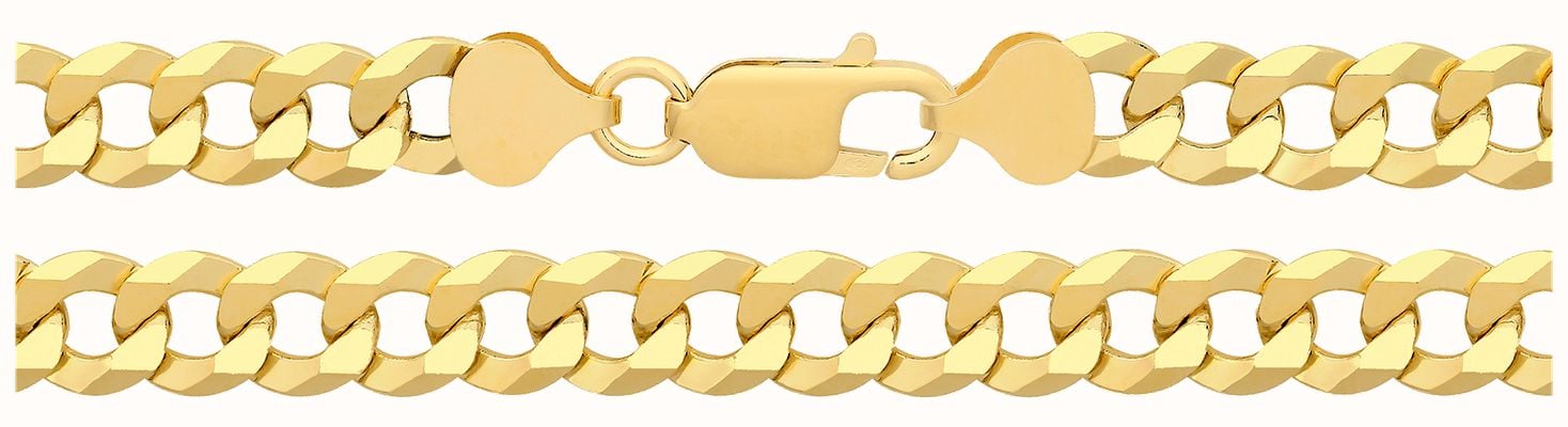 James Moore TH Sterling Silver Gold Plated Flat Curb Bracelet 7" G1403GP/07