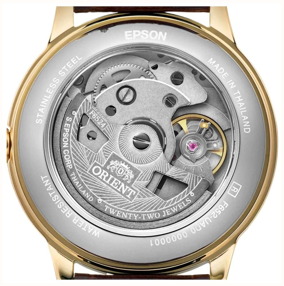 Orient Men's 36mm Automatic Dress Watch White Dial Gold-Tone Stainless Steel Case Brown Leather Strap RA-BB0101S30B - vue alternative 3