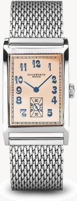 Duckworth Prestex Centenary (24 mm) lachsrosa Zifferblatt / Stahlgeflechtarmband D803-07-ST
