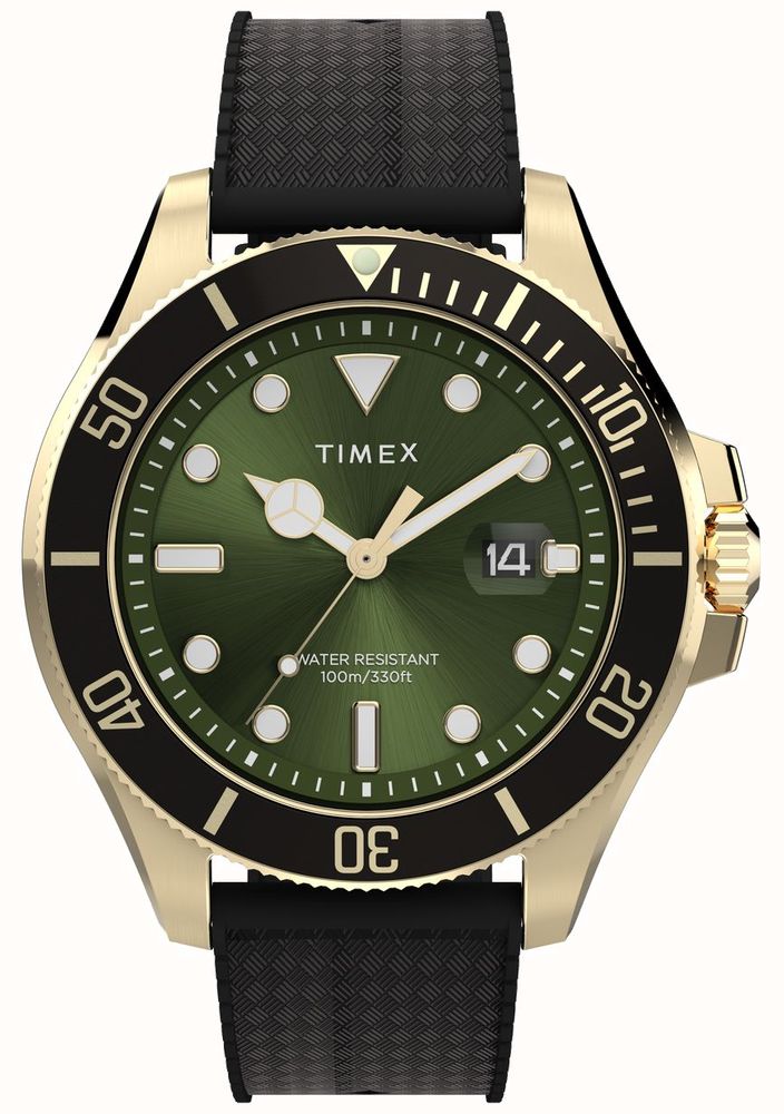 Timex Harborside Coast (44mm) Green Sunray Dial / Black Synthetic