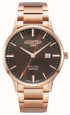 Roamer R-line klassieke bruine wijzerplaat rosé gouden armband 718833 49 65 70