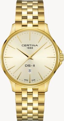 Certina Złota tarcza ds-8 gent (40 mm) i złota bransoleta ze stali nierdzewnej pvd C0454103336100