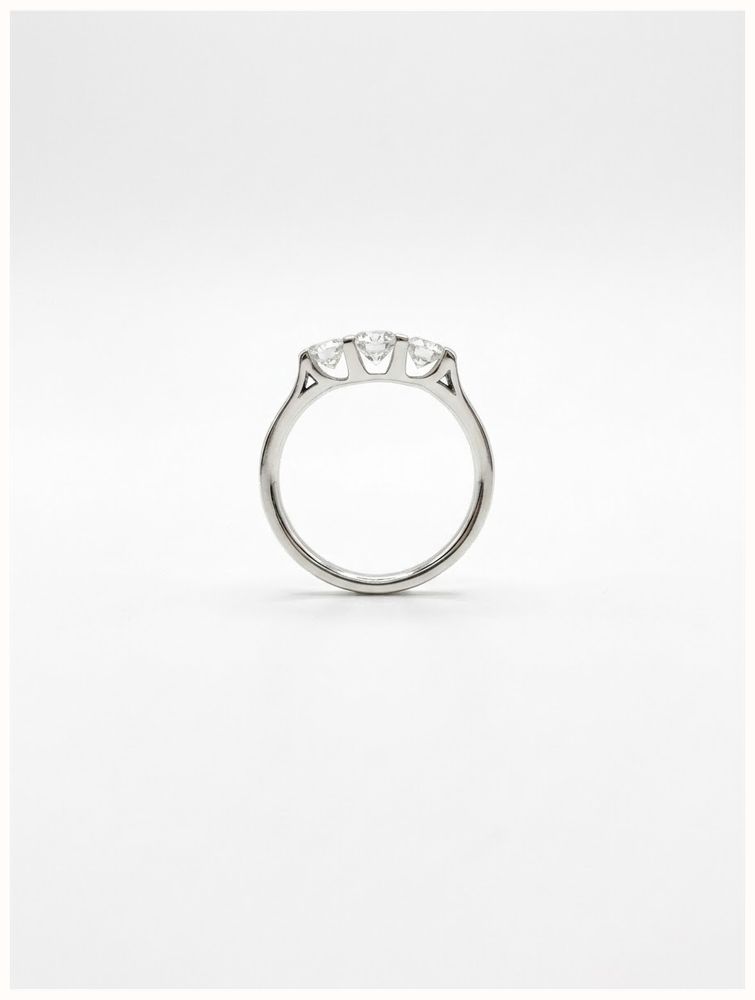 Round Brilliant Natural Diamond Platinum Trilogy Ring JM1401 - alternate view 3