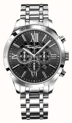 Thomas Sabo 叛逆都市石英计时码表（43毫米）黑色表盘/不锈钢表带 WA0015-201-203-43