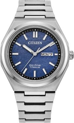 Citizen Zenshin Super Titanium (39mm) Textured Blue Dial / Super Titanium Bracelet AW0130-85L