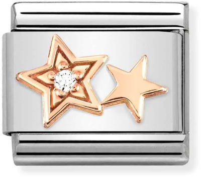 Nomination Classic Stainless Steel Rose Gold Stars Cubic Zirconia Charm 430305/35