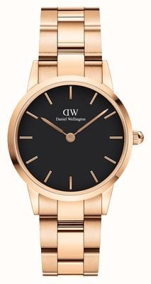 Daniel Wellington Iconic Link (28mm) Black Dial / Rose-Gold PVD Stainless Steel DW00100214