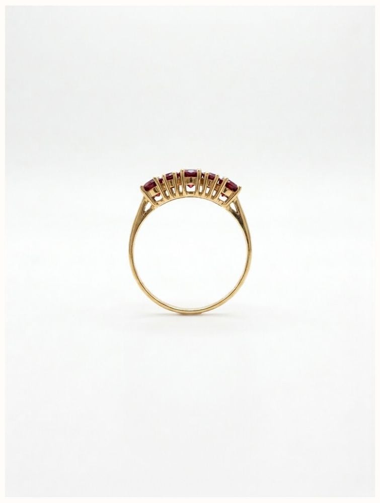 James Moore & Co Pre-Owned 7 Garnet Stone 18ct Yellow Gold Half Hoop Ring J74261 - alternate view 3