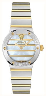 Versace Greca 标志石英（33 毫米）珍珠母贝表盘/双色不锈钢表带 VE0S00325