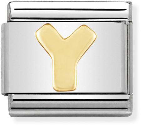 Nomination Classic Letter Y 18ct Gold & Steel Charm 030101/25