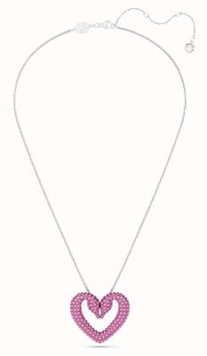 Swarovski Una Heart Pendant Necklace Rhodium Plated Purple Crystals 5646571