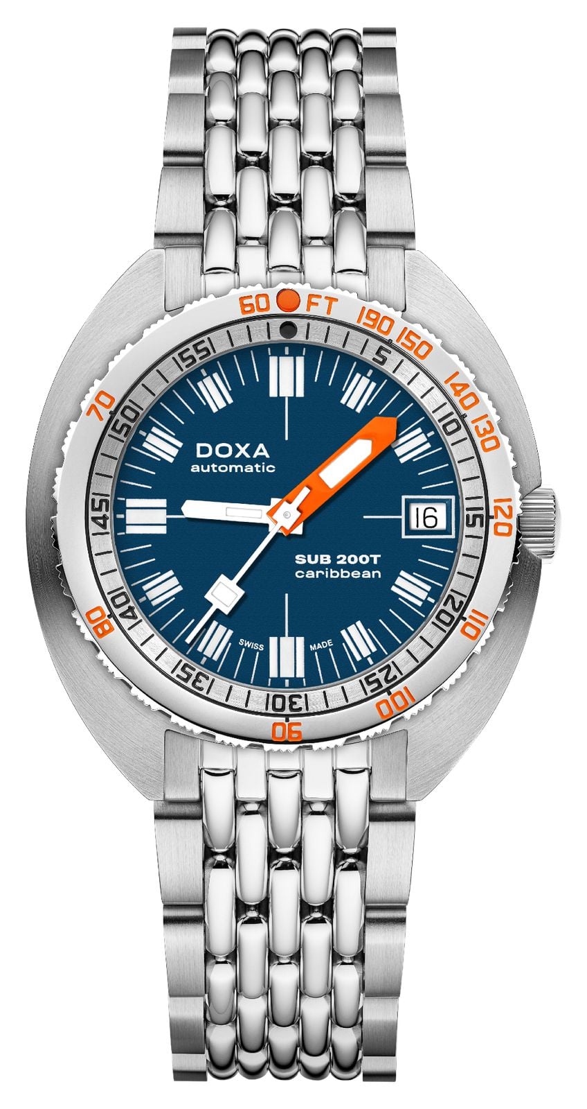 DOXA Sub 200t Caribbean (39 mm) cadran bleu foncÃ© emblÃ© montre