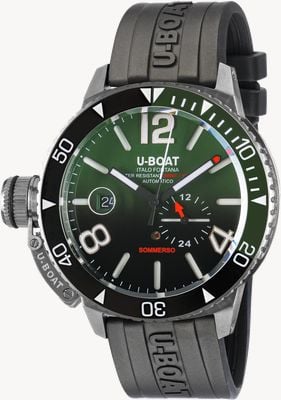 U-Boat Sommerso ghiera ceramica (46 mm) quadrante verde sfumato / cinturino in caucciù vulcanizzato nero 9520