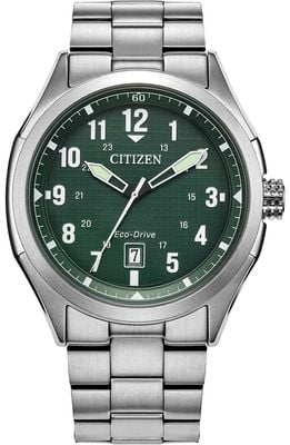 Citizen Eco-drive terra force (41 mm) zielona tarcza / bransoleta ze stali nierdzewnej AW1890-51X