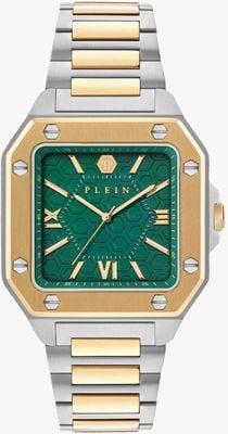 Philipp Plein プレーンエッジクォーツ（42mm）グリーンダイヤル/ツートンステンレススチールブレスレット PWYGA0326