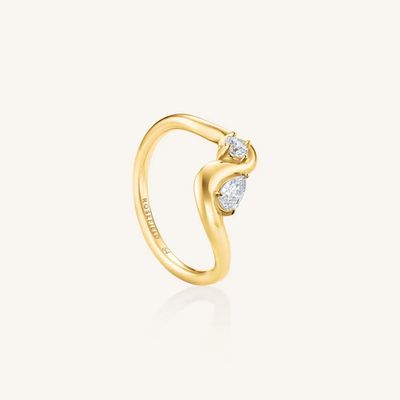Rosefield Jewellery Bague cristaux mixtes acier inoxydable plaqué or taille 52 JRMW52G-J1342