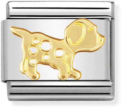 Nomination Classic Dog 18ct Gold & Steel Charm 030112/23