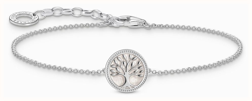 Thomas Sabo Tree of Love White Enamel Sterling Silver Bracelet 19cm A2160-007-21-L19V