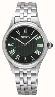 Seiko Caprice Quarz (29,6 mm) dunkelgrünes Zifferblatt / Edelstahlarmband SUR611P1