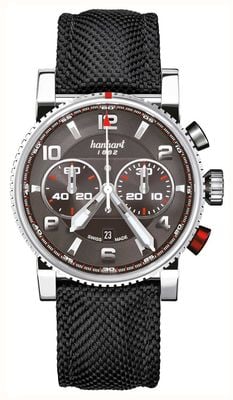 Hanhart Primus racer cronografo automatico (44 mm) quadrante antracite / cinturino in tessuto nero - m 741.240-3020