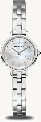 Bering Klassisches Damenarmband (22 mm) mit Perlmuttzifferblatt und Edelstahlarmband 11022-704