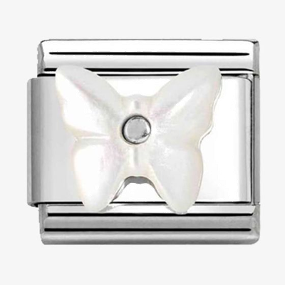 Nomination Classic Butterfly White Mother of Pearl Sterling Silver & Steel Charm 330509/13