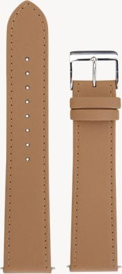 Junghans Pulseira de couro bovino bege com fivela de aço inoxidável 420506233