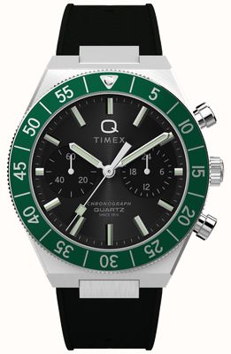 Timex Q Timex 1978 Reissue – Orologio Uomo Al Quarzo, Cassa Acciaio 37mm, Quadrante Verde, Cinturino In Pelle Nera – Funzione Giorno-data