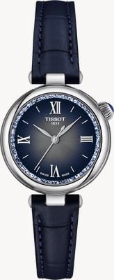 Tissot Desir Quarz (28 mm) blaues Zifferblatt mit Farbverlauf / blaues Lederarmband T1520101603801