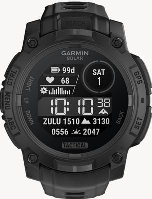 Garmin Instinct 3 - Tactical Edition Solar Outdoor GPS Smartwatch (45mm) Black with Black Band 010-02934-50