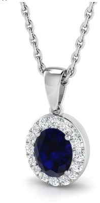 9ct White Gold Diamond And Sapphire Round Brillian Cut Neckl SP5984