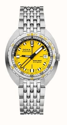 DOXA SUB 250T GMT Divingstar (40mm) Yellow Iconic Dial / Stainless Steel Rice-Grain Bracelet Watch 855.10.361.10