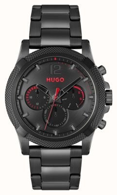 HUGO #impressionner pour hommes | cadran noir | bracelet en acier inoxydable noir 1530296