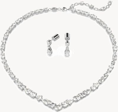 Swarovski Mesmera Necklace and Earring Set Rhodium Plated White Crystals 5674306