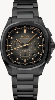 MIDO Multifort TV Chronographe Automatique (42 mm) cadran dégradé gris / bracelet acier inoxydable PVD noir M0495273308100