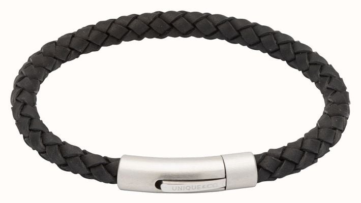 Unique & Co Black Leather | Steel Clasp | Bracelet B399BL/21CM